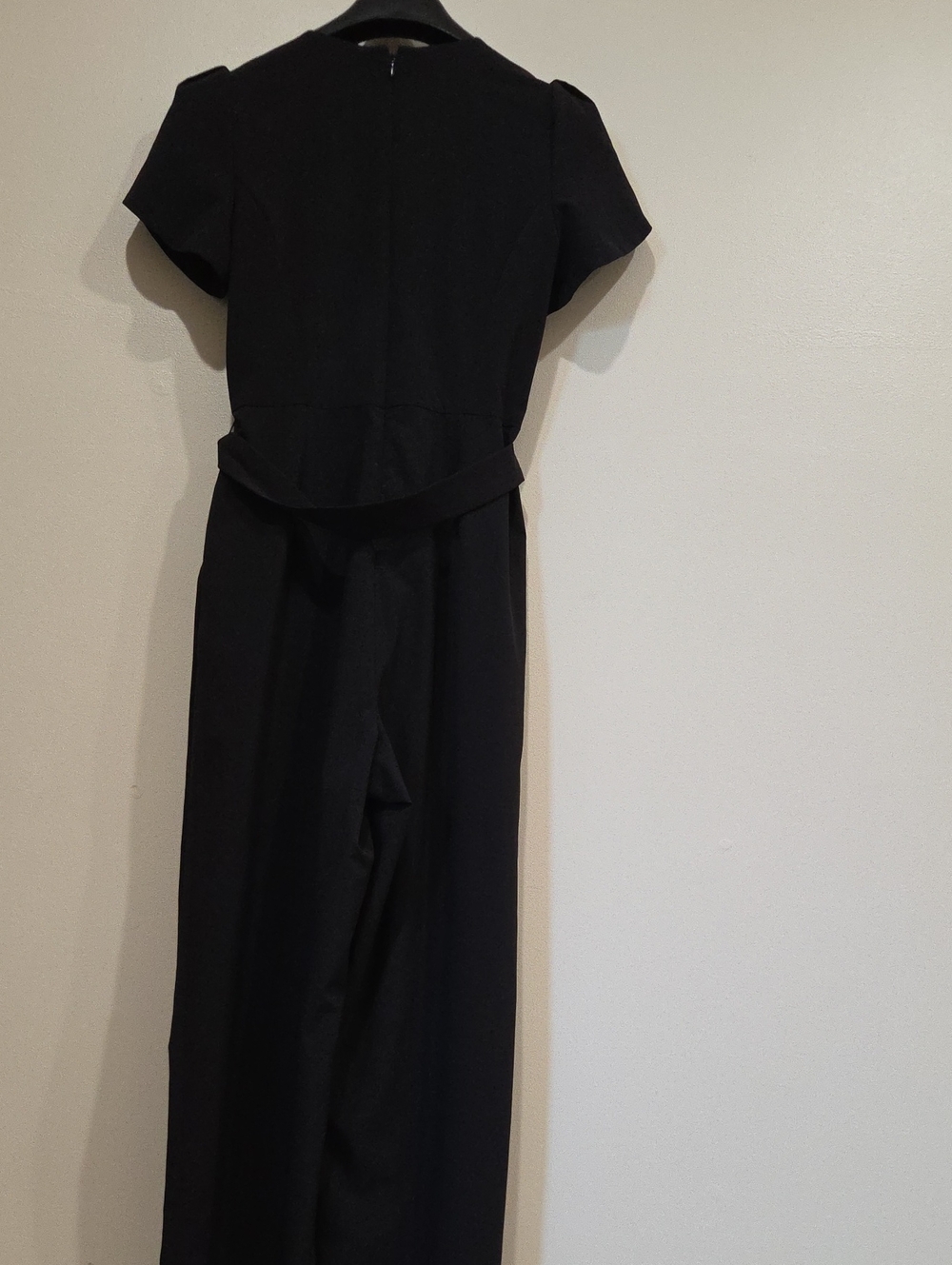 Calvin Klein Black Long-Sleeve Puff-Shoulder Jumpsuit with Belt - Picture 3 of 3